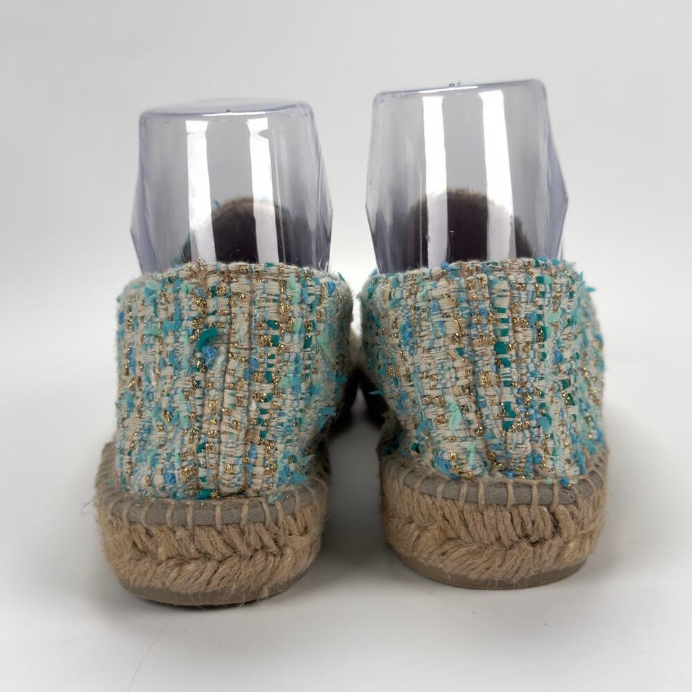 NWOT Anthropologie Manebi Tweed Espadrille Blue Flat Shoes Size US7.5 38 - Picture 4 of 12